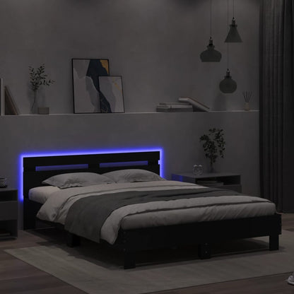 Bed Frame with LED without Mattress Black 150x200 cm King Size