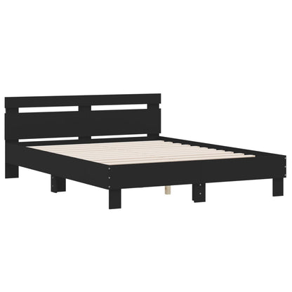 Bed Frame with LED without Mattress Black 150x200 cm King Size