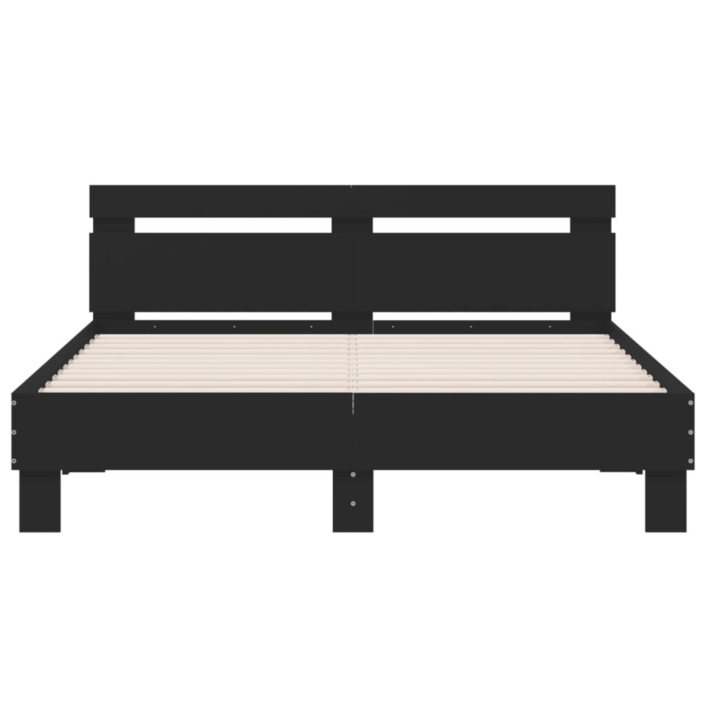 Bed Frame with LED without Mattress Black 150x200 cm King Size