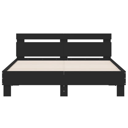 Bed Frame with LED without Mattress Black 150x200 cm King Size