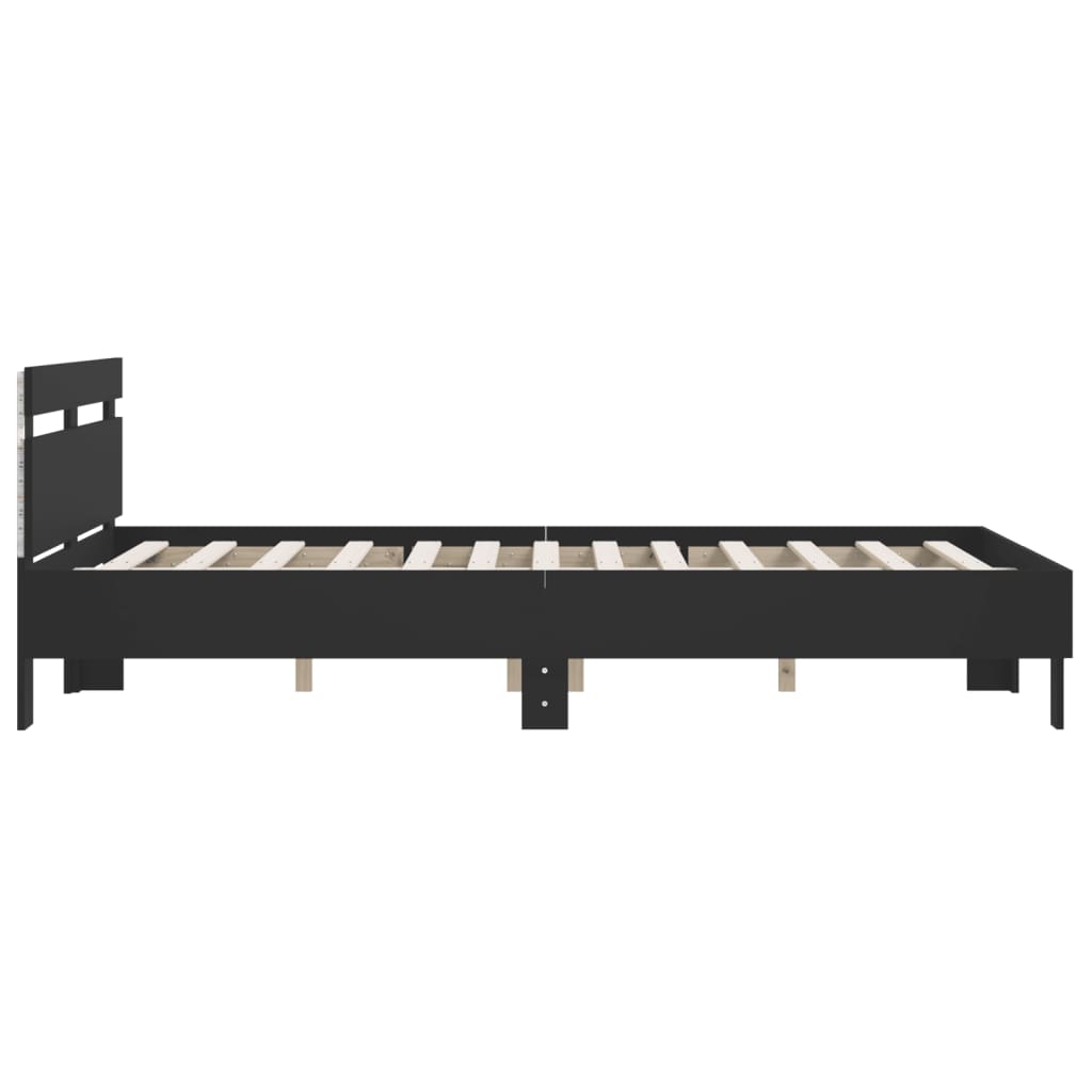 Bed Frame with LED without Mattress Black 150x200 cm King Size