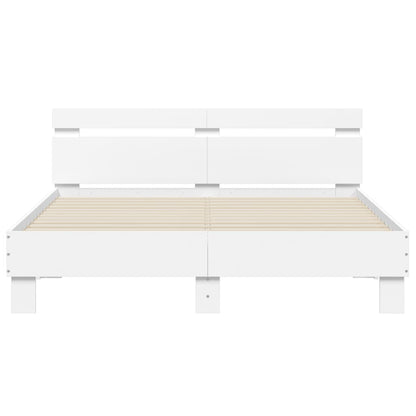Bed Frame with LED without Mattress White 140x200 cm