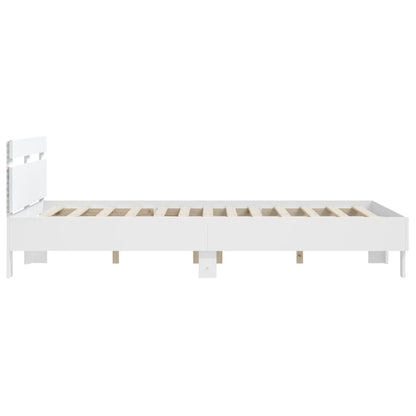 Bed Frame with LED without Mattress White 140x200 cm