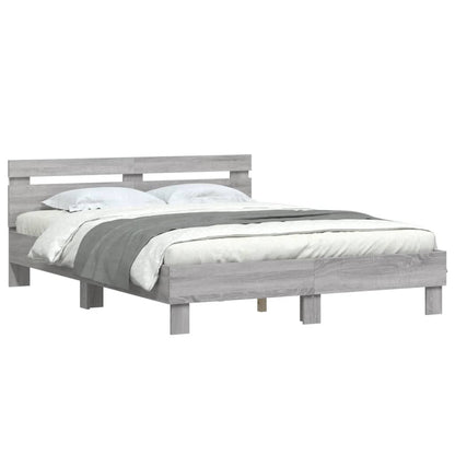 Bed Frame with LED without Mattress Grey Sonoma 140x200 cm