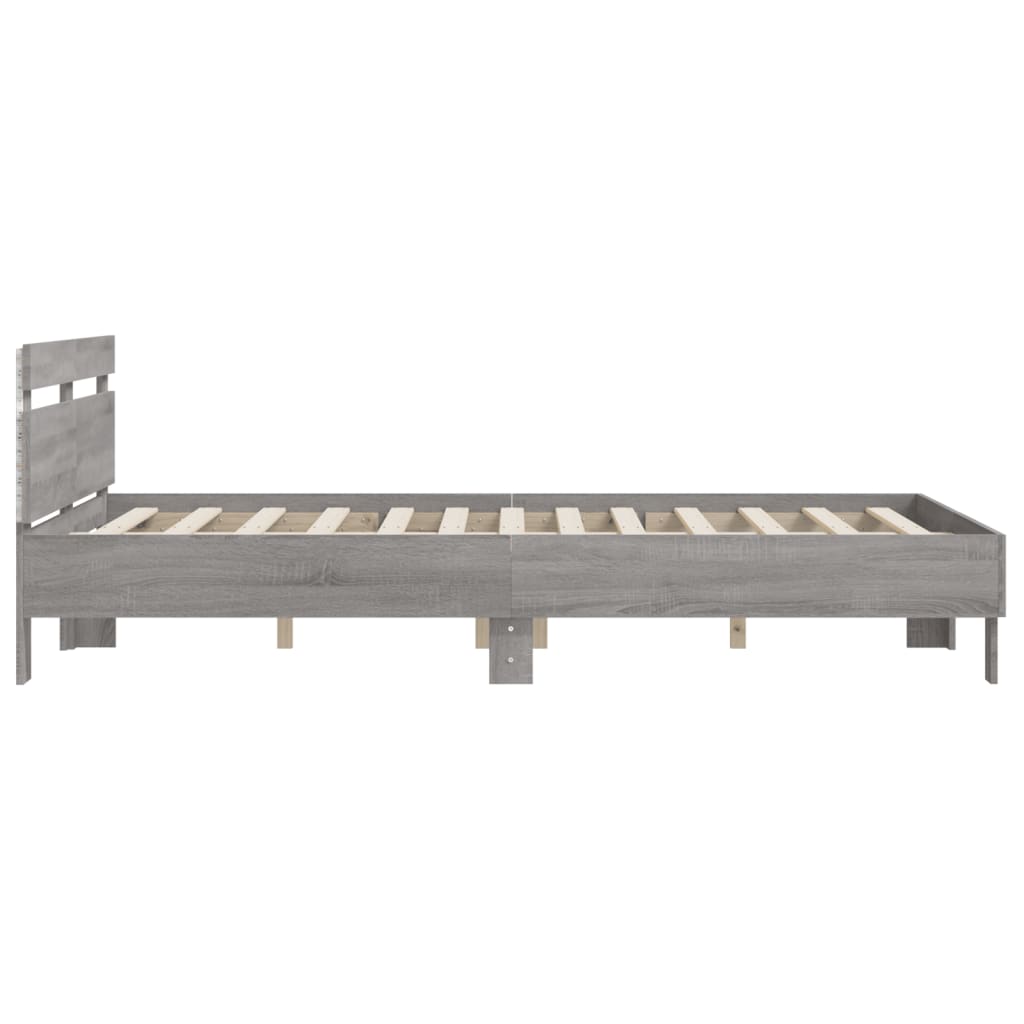 Bed Frame with LED without Mattress Grey Sonoma 140x200 cm