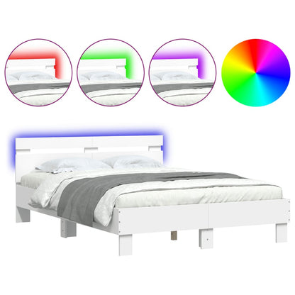 Bed Frame with LED without Mattress White 120x200 cm