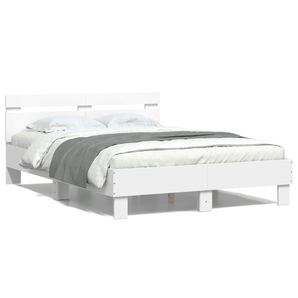 Bed Frame with LED without Mattress White 120x200 cm