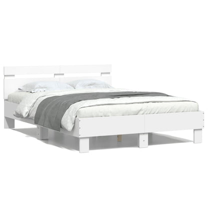Bed Frame with LED without Mattress White 120x200 cm