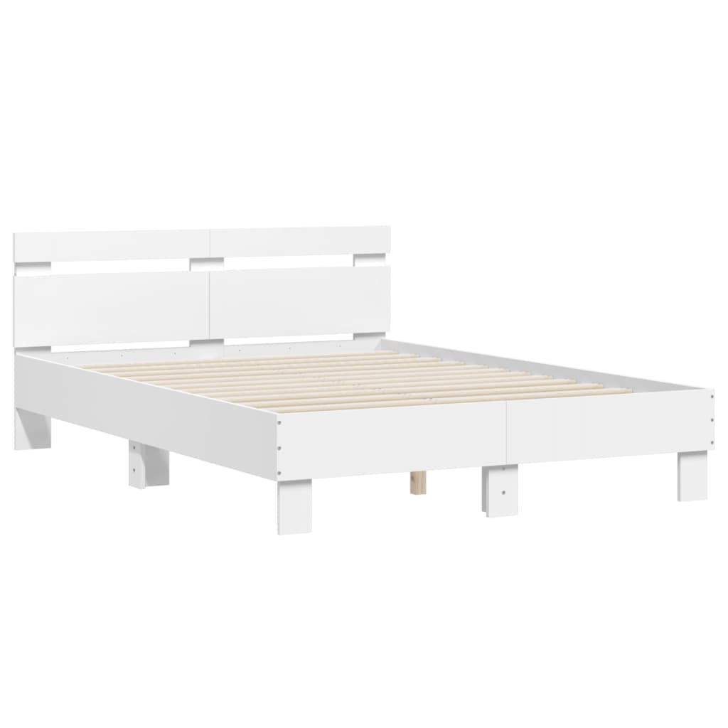 Bed Frame with LED without Mattress White 120x200 cm