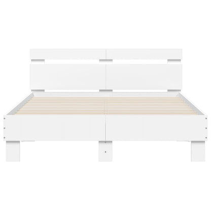 Bed Frame with LED without Mattress White 120x200 cm