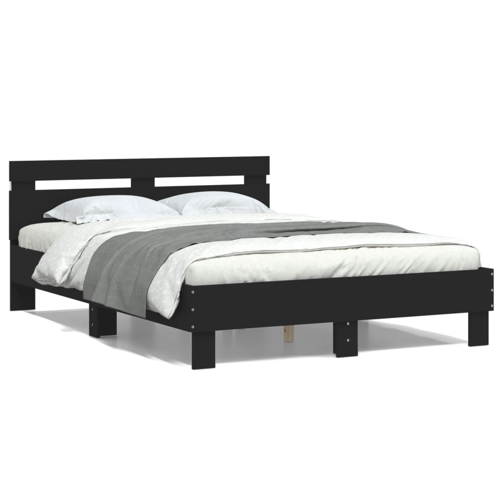 Bed Frame with LED without Mattress Black 120x200 cm