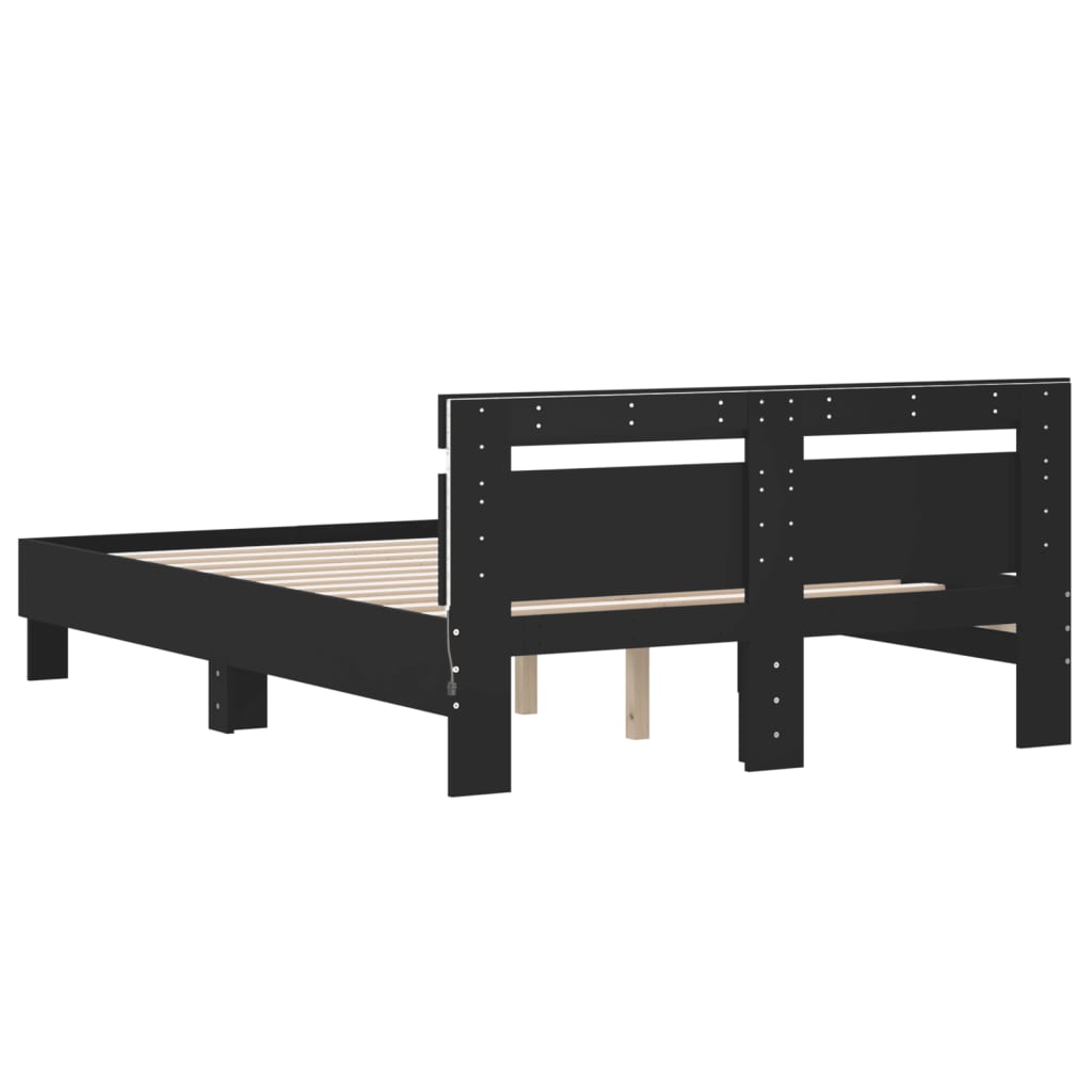 Bed Frame with LED without Mattress Black 120x200 cm
