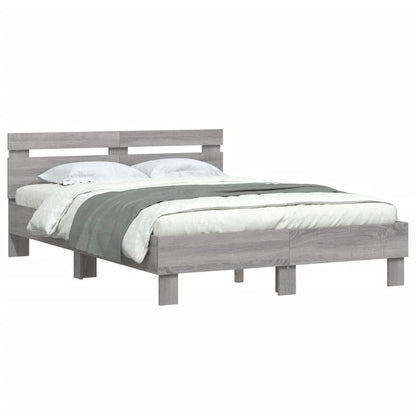 Bed Frame with LED without Mattress Grey Sonoma 120x200 cm