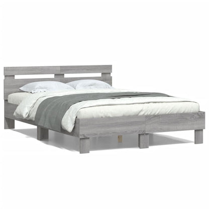 Bed Frame with LED without Mattress Grey Sonoma 120x200 cm