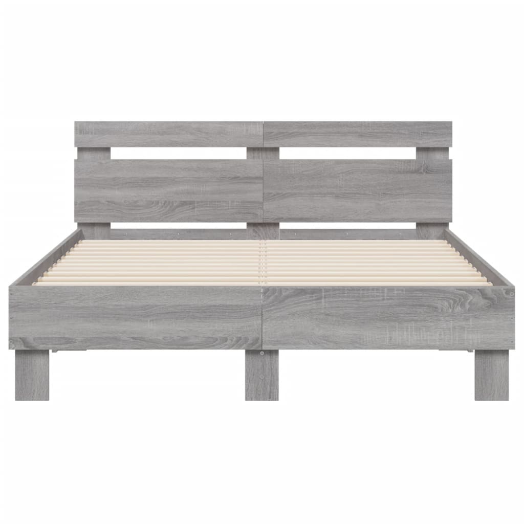 Bed Frame with LED without Mattress Grey Sonoma 120x200 cm