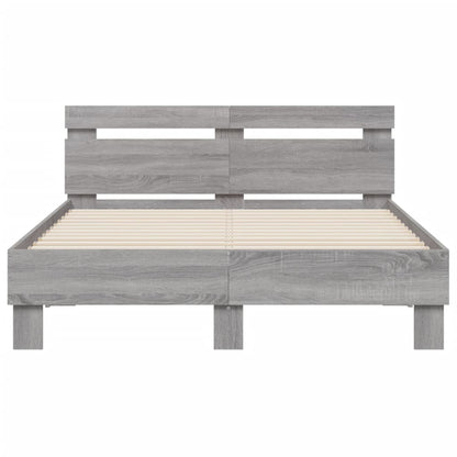 Bed Frame with LED without Mattress Grey Sonoma 120x200 cm
