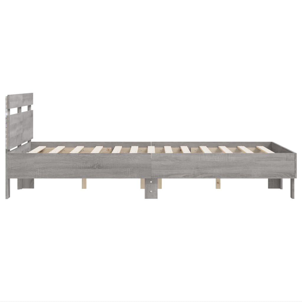 Bed Frame with LED without Mattress Grey Sonoma 120x200 cm