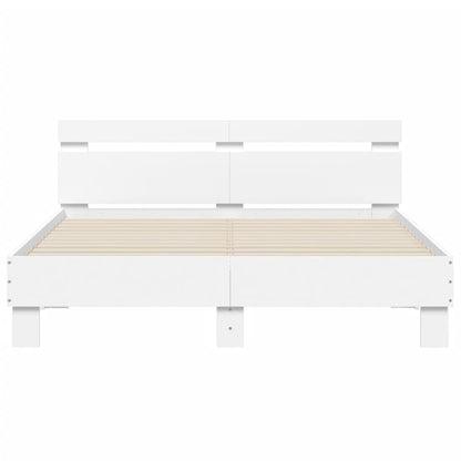 Bed Frame with LED without Mattress White 140x190 cm