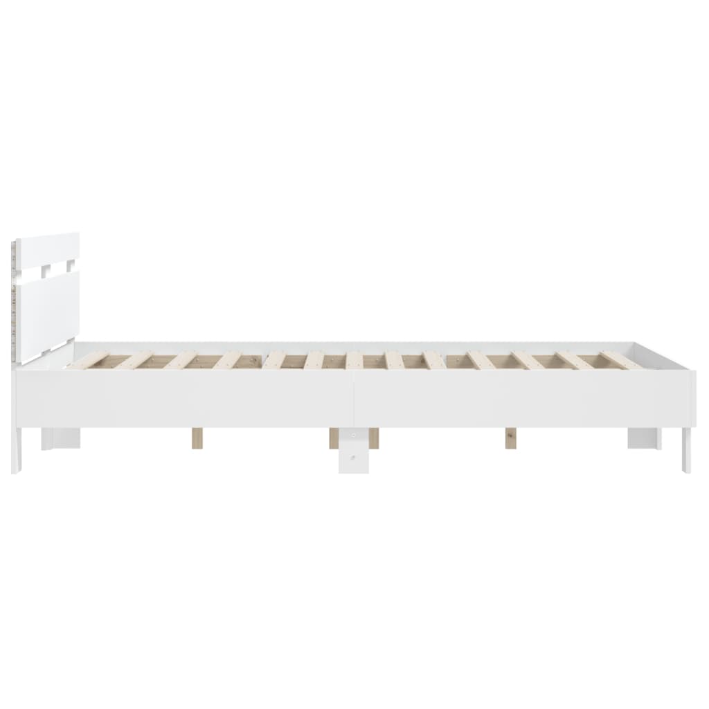 Bed Frame with LED without Mattress White 140x190 cm