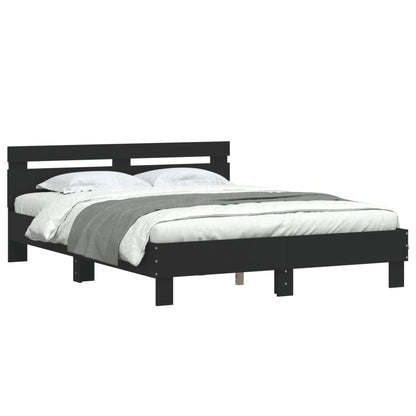Bed Frame with LED without Mattress Black 140x190 cm