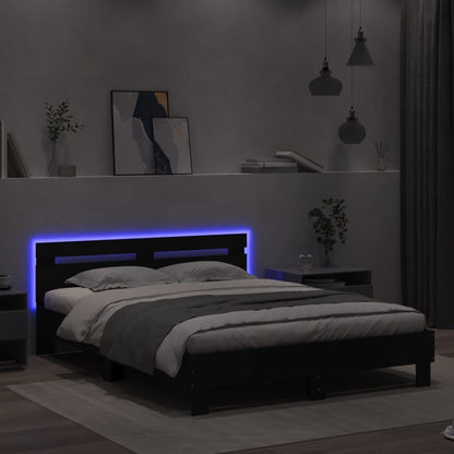 Bed Frame with LED without Mattress Black 140x190 cm