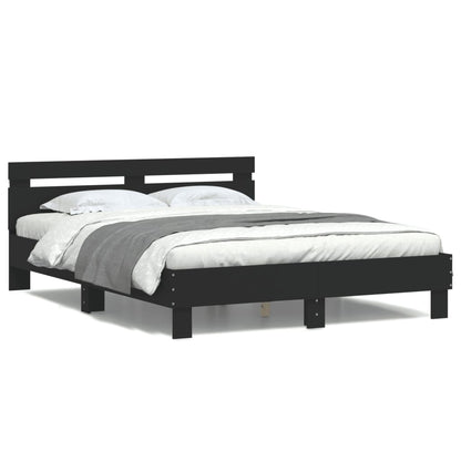 Bed Frame with LED without Mattress Black 140x190 cm