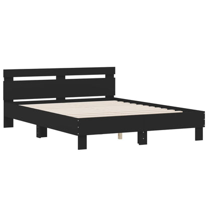 Bed Frame with LED without Mattress Black 140x190 cm