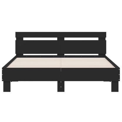 Bed Frame with LED without Mattress Black 140x190 cm