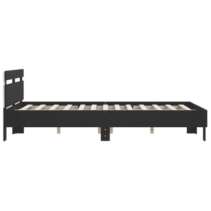 Bed Frame with LED without Mattress Black 140x190 cm