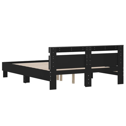 Bed Frame with LED without Mattress Black 140x190 cm