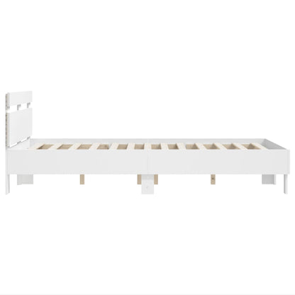 Bed Frame with LED without Mattress White 135x190 cm Double