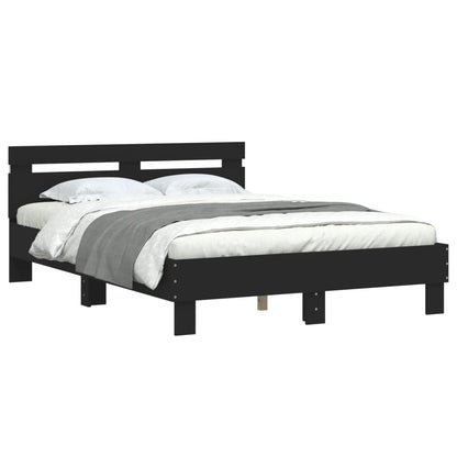 Bed Frame with LED without Mattress Black 135x190 cm Double