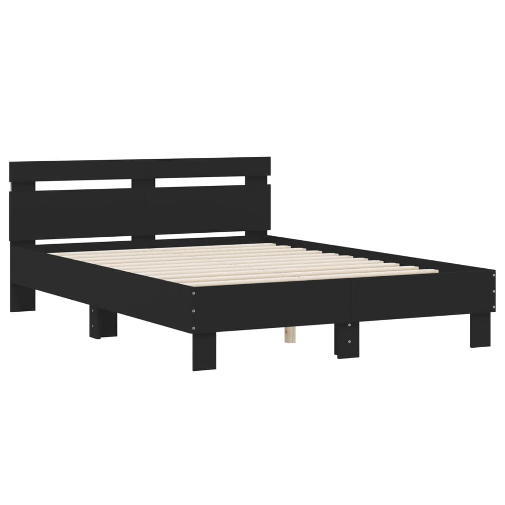 Bed Frame with LED without Mattress Black 135x190 cm Double