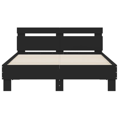 Bed Frame with LED without Mattress Black 135x190 cm Double