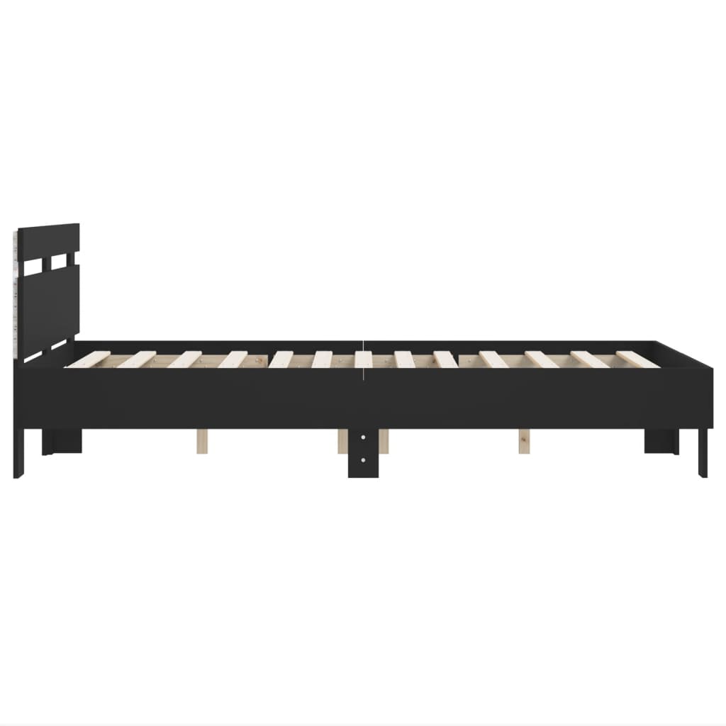 Bed Frame with LED without Mattress Black 135x190 cm Double
