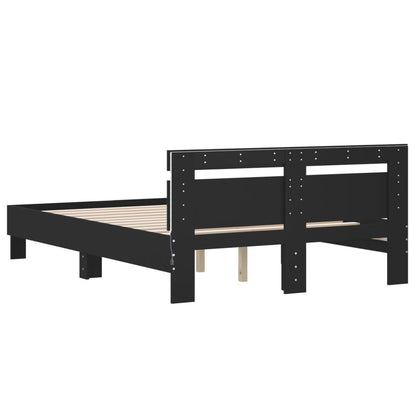 Bed Frame with LED without Mattress Black 135x190 cm Double