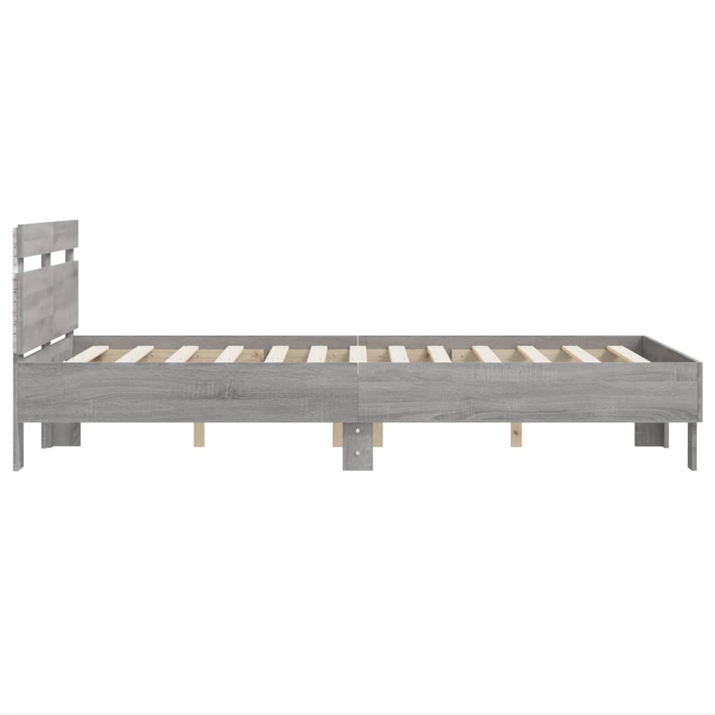 Bed Frame with LED without Mattress Grey Sonoma 135x190 cm Double