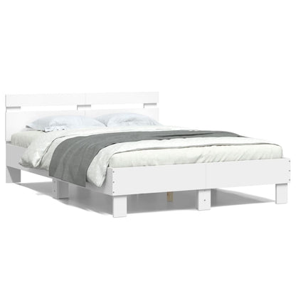 Bed Frame with LED without Mattress White 120x190 cm Small Double
