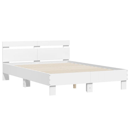 Bed Frame with LED without Mattress White 120x190 cm Small Double