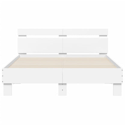 Bed Frame with LED without Mattress White 120x190 cm Small Double