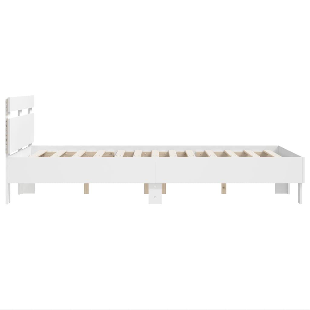 Bed Frame with LED without Mattress White 120x190 cm Small Double