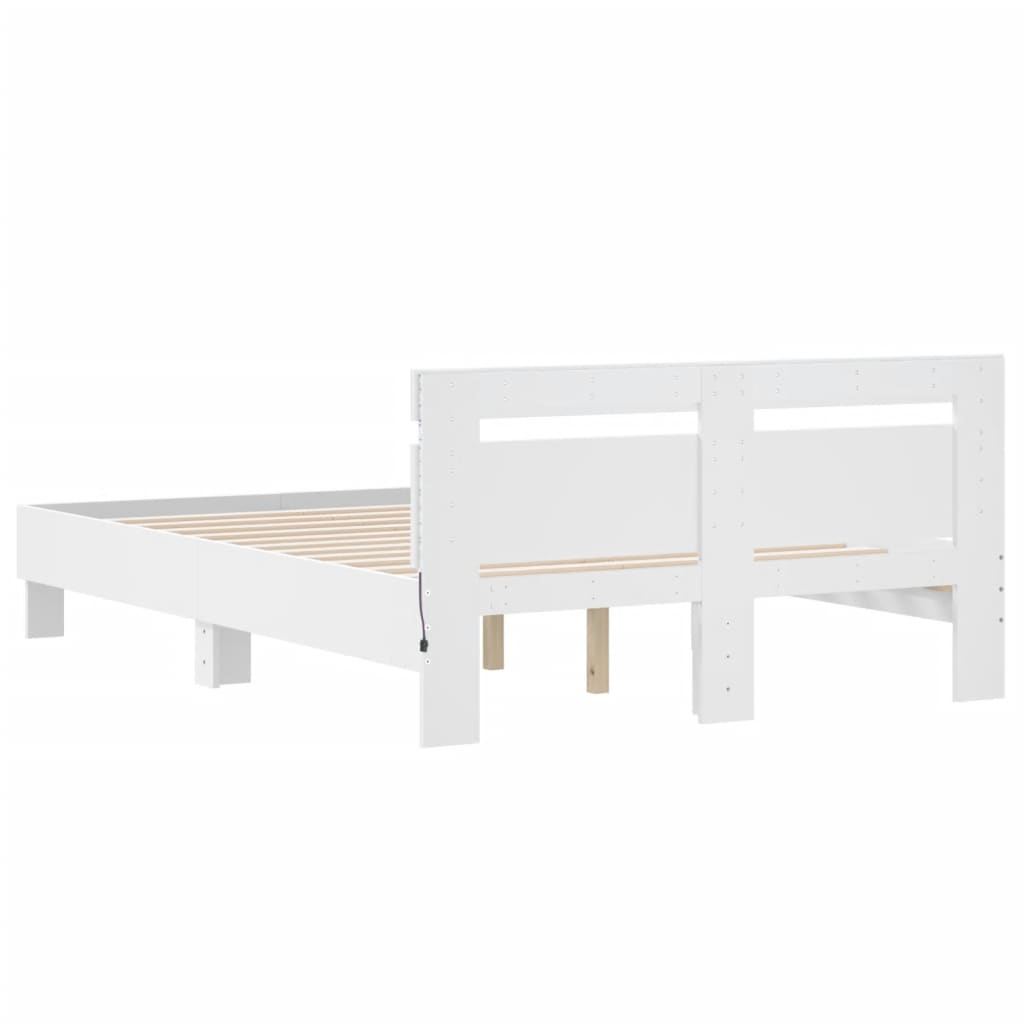 Bed Frame with LED without Mattress White 120x190 cm Small Double
