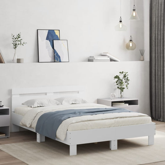 Bed Frame with LED without Mattress White 120x190 cm Small Double