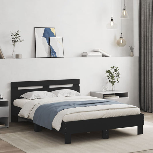 Bed Frame with LED without Mattress Black 120x190 cm Small Double