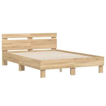 Bed Frame with LED without Mattress Sonoma Oak 120x190 cm Small Double