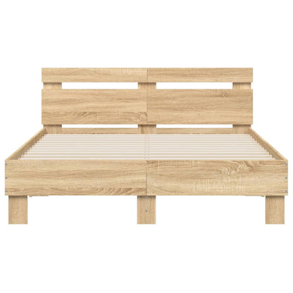 Bed Frame with LED without Mattress Sonoma Oak 120x190 cm Small Double