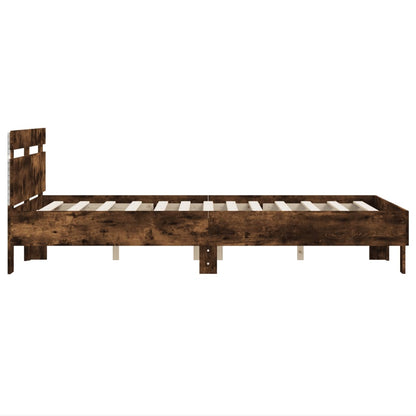 Bed Frame with LED without Mattress Smoked Oak 120x190 cm Small Double