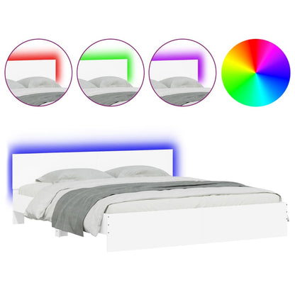 Bed Frame with LED without Mattress White 200x200 cm