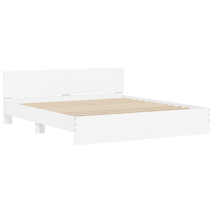 Bed Frame with LED without Mattress White 200x200 cm