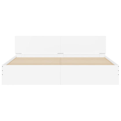 Bed Frame with LED without Mattress White 200x200 cm